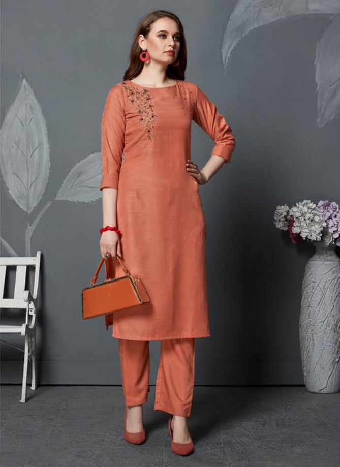 Farmaish Modal Slub Silk With Handwork Exclusive Kurti And Bottom Collection 4041-4046